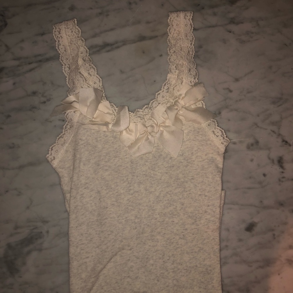 White Bow Tie Tank Top